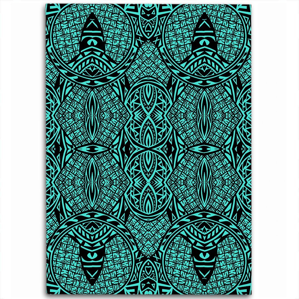 Hawaii Polynesian Lauhala Mix Turquoise Area Rug - AH Luxurious - Polynesian Pride