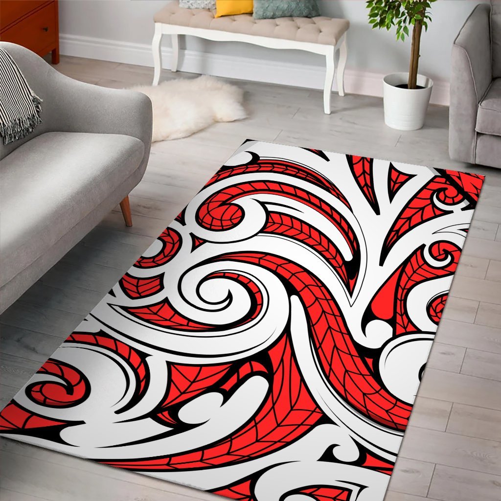 Hawaii Polynesian Maori Ethnic Ornament Red Area Rug - AH - Polynesian Pride