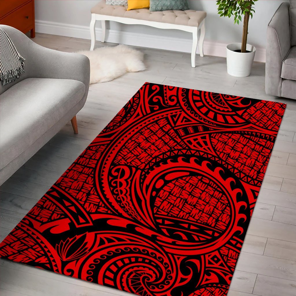 Hawaii Polynesian Maori Lauhala Red Area Rug - AH - Polynesian Pride