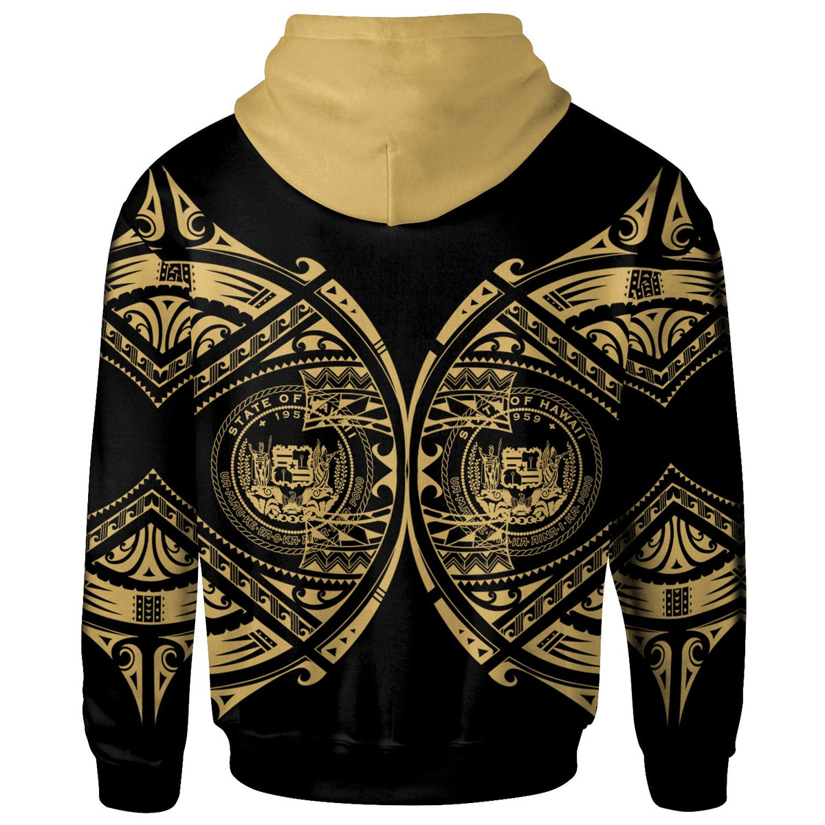 Hawaii Zip up Hoodie Polynesian Pattern Style Gold - Polynesian Pride