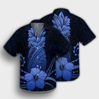 Hawaii Polynesian Pineapple Hibiscus Hawaiian Shirt - Blue - AH - Polynesian Pride