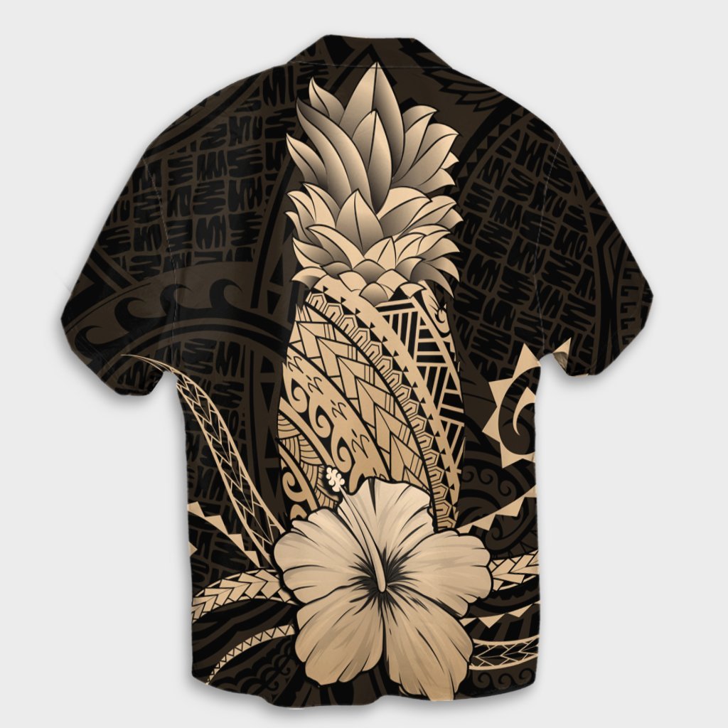 Hawaii Polynesian Pineapple Hibiscus Hawaiian Shirt - Gold - AH - Polynesian Pride