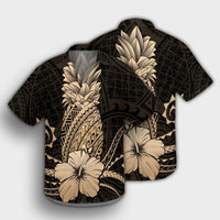 Hawaii Polynesian Pineapple Hibiscus Hawaiian Shirt - Gold - AH - Polynesian Pride