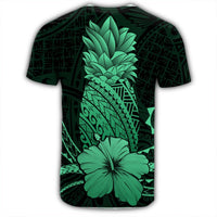 Hawaii Polynesian Pineapple Hibiscus T Shirt Green - Polynesian Pride