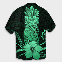 Hawaii Polynesian Pineapple Hibiscus Hawaiian Shirt - Green - AH - Polynesian Pride