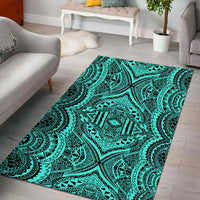 Hawaii Polynesian Symmetry Turquoise Area Rug - AH - Polynesian Pride