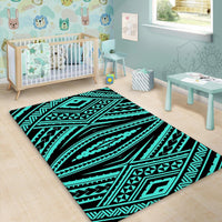 Hawaii Polynesian Tatau Turquoise Area Rug - AH - Polynesian Pride