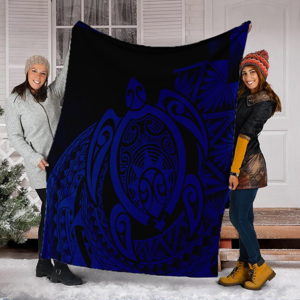 Hawaii Polynesian Turtle Premium Blankets - Blue - AH - Polynesian Pride
