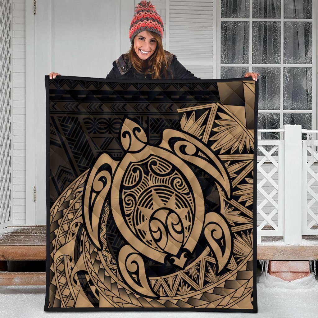 Hawaii Polynesian Turtle Premium Quilts - Gold - AH - Polynesian Pride