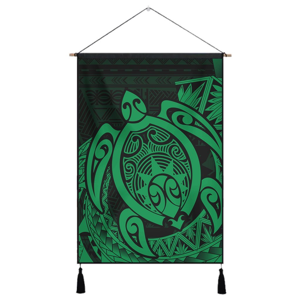 Hawaii Polynesian Turtle Hanging Poster - Green - AH Hanging Poster Cotton And Linen - Polynesian Pride