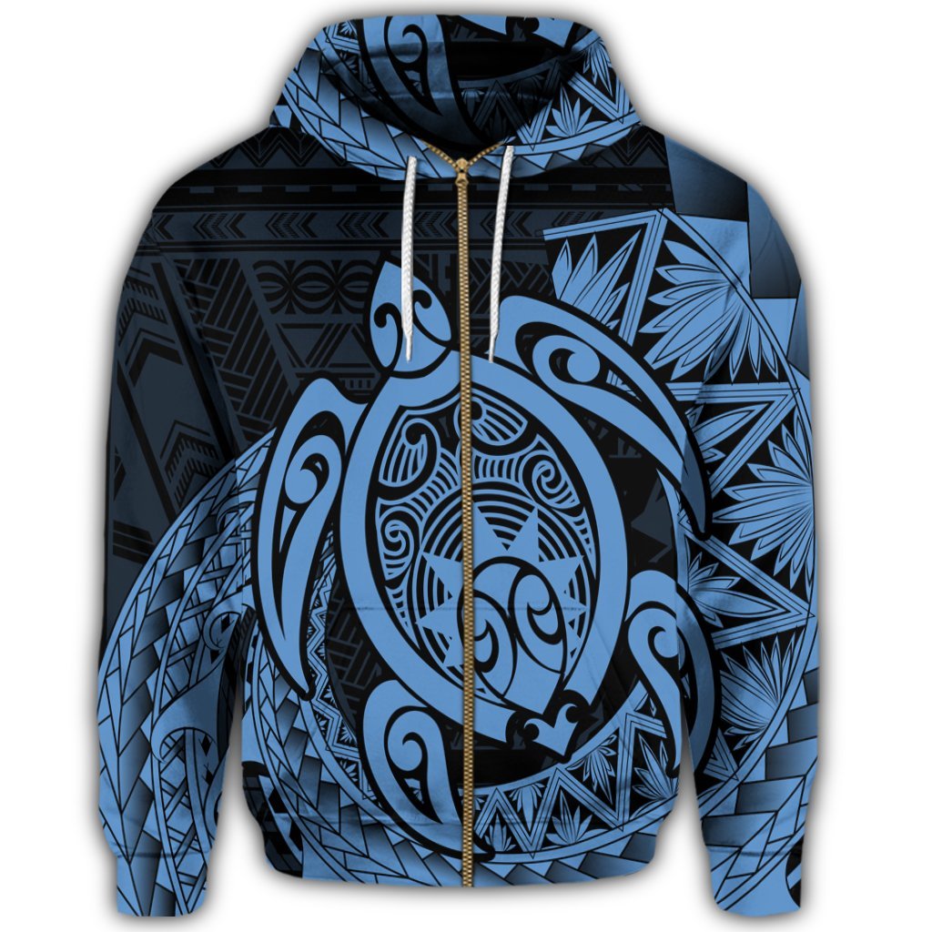 Hawaii Polynesian Turtle Zip Hoodie Pastel - Polynesian Pride