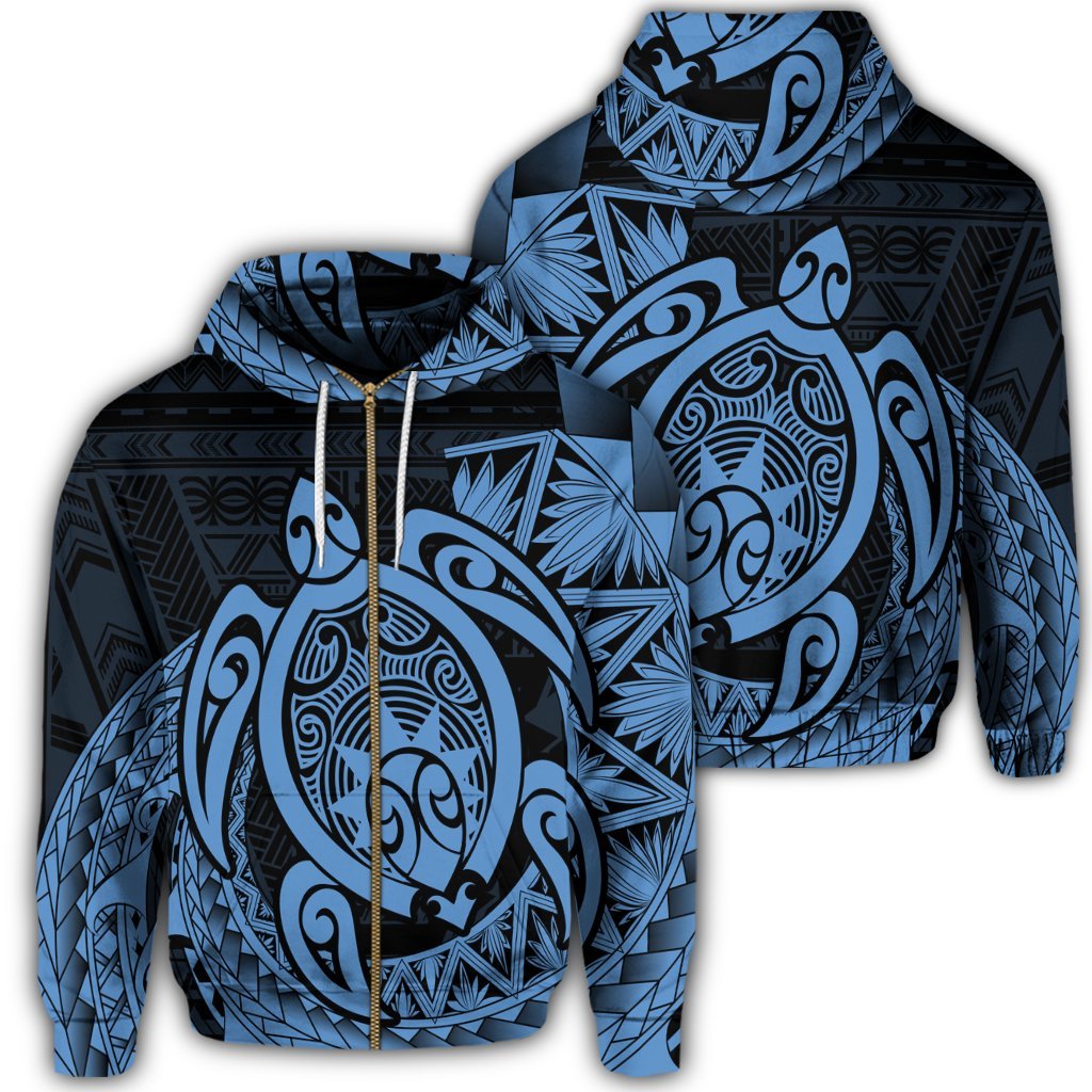 Hawaii Polynesian Turtle Zip Hoodie Pastel Unisex Art - Polynesian Pride