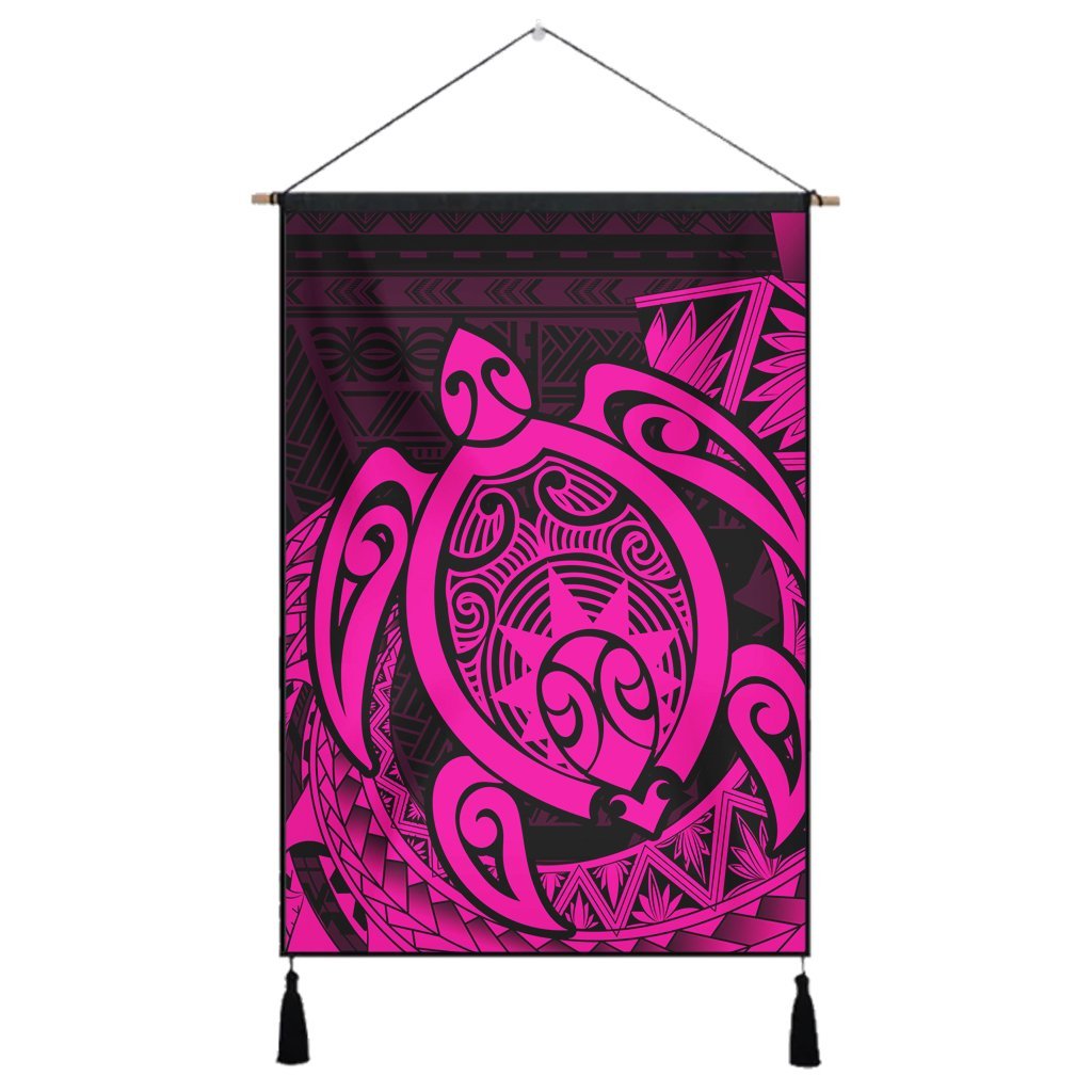 Hawaii Polynesian Turtle Hanging Poster - Pink - AH Hanging Poster Cotton And Linen - Polynesian Pride