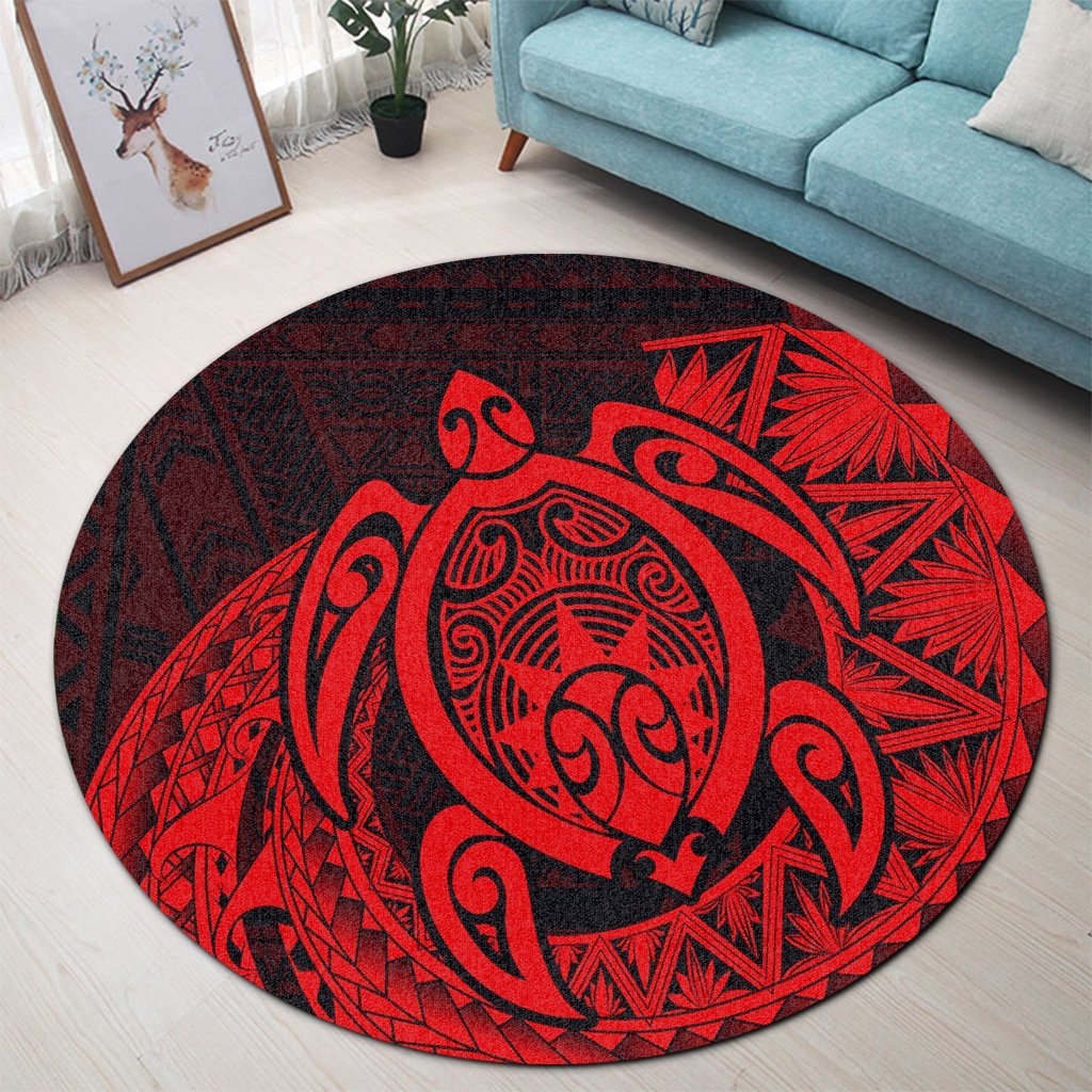 Hawaii Polynesian Turtle Round Carpet - Red - AH - Polynesian Pride