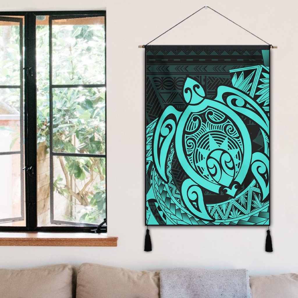 Hawaii Polynesian Turtle Hanging Poster - Turquoise - AH - Polynesian Pride