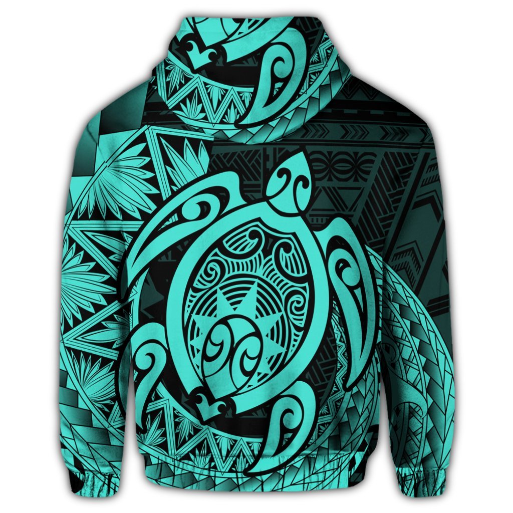 Hawaii Polynesian Turtle Zip Hoodie Turquoise - Polynesian Pride