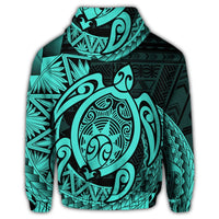Hawaii Polynesian Turtle Zip Hoodie Turquoise - Polynesian Pride