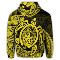 Hawaii Polynesian Turtle Zip Hoodie Yellow - Polynesian Pride