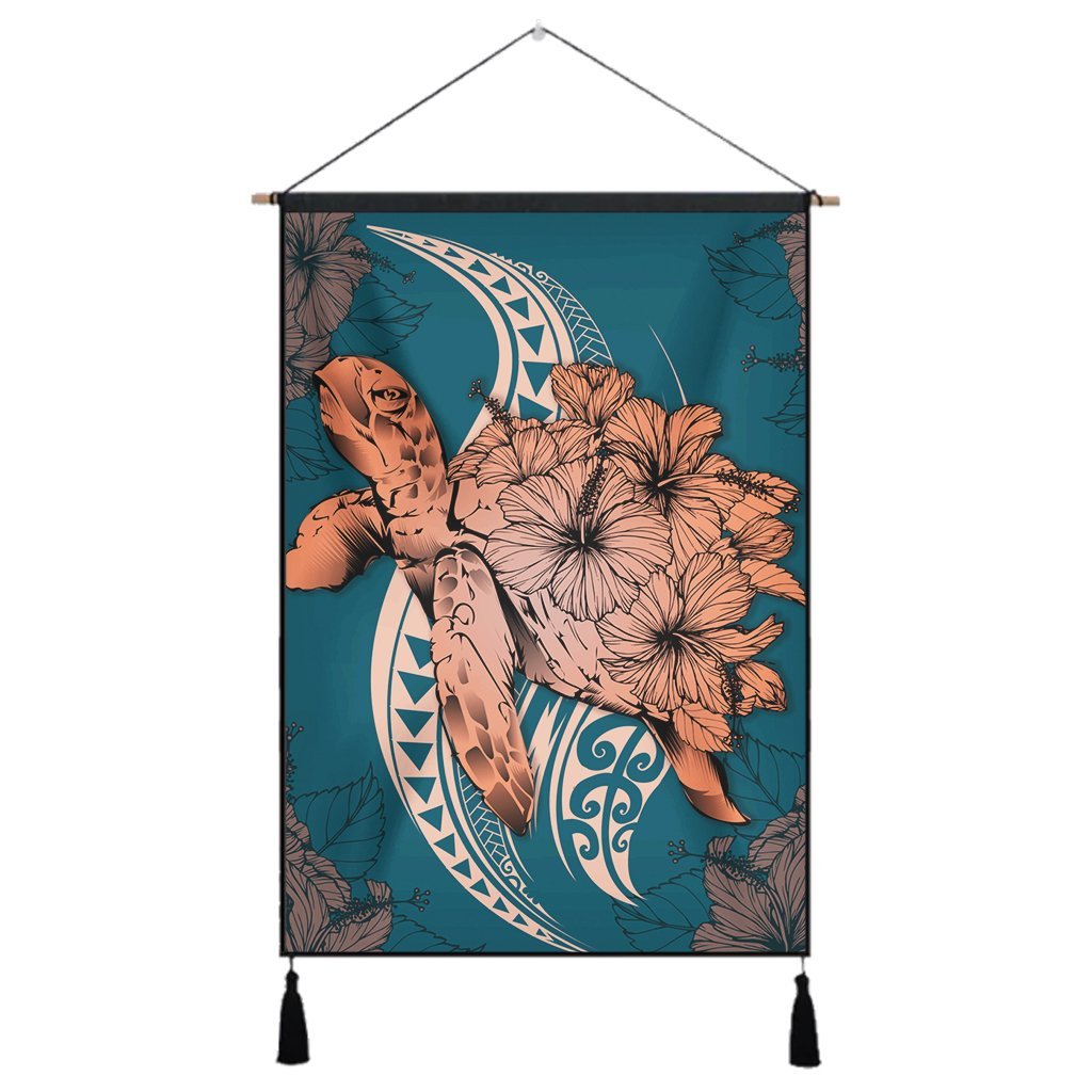 Hawaii Polynesian Turtle Hibiscus Hanging Poster - AH Hanging Poster Cotton And Linen - Polynesian Pride