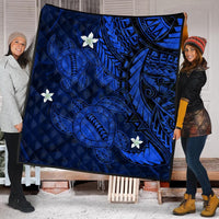 Hawaii Polynesian Turtle Hibiscus Premium Quilts - Blue - AH - Polynesian Pride