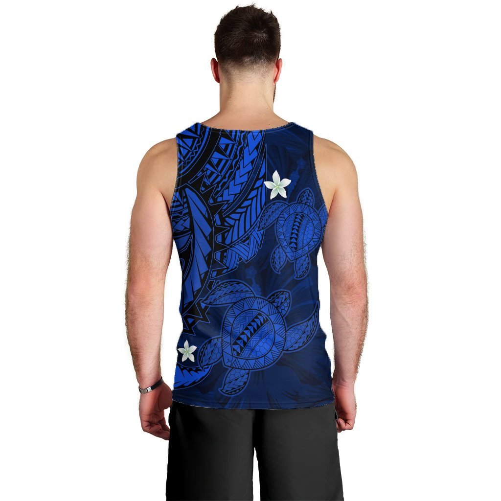 Hawaii Polynesian Turtle Hibiscus Tank Top - Blue - AH - Polynesian Pride