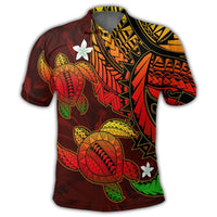 Hawaii Polynesian Turtle Hibiscus Polo Shirt Color Flag AH - Polynesian Pride