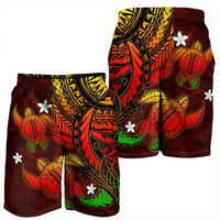 Hawaii Polynesian Turtle Hibiscus Men's Shorts - Color Flag - AH - Polynesian Pride