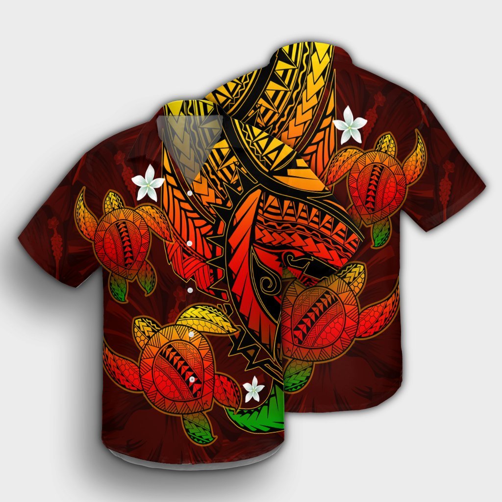 Hawaii Polynesian Turtle Hibiscus Hawaiian Shirt - Color Flag - AH - Polynesian Pride
