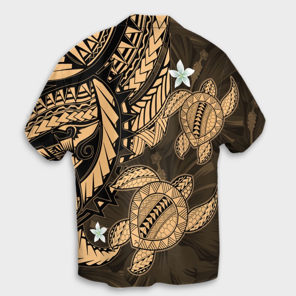 Hawaii Polynesian Turtle Hibiscus Hawaiian Shirt - Gold - AH - Polynesian Pride