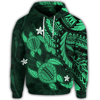 Hawaiian Polynesian Turtle Hibiscus Hoodie Green - Polynesian Pride