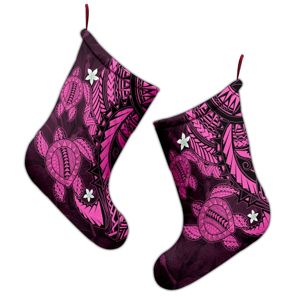 Hawaii Polynesian Turtle Hibiscus Christmas Stocking - Pink - AH - Polynesian Pride