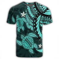 Hawaii Polynesian Turtle Hibiscus T Shirt Turquoise - Polynesian Pride