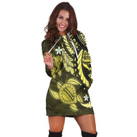 Hawaii Polynesian Turtle Hibiscus Hoodie Dress - Yelow - AH - Polynesian Pride