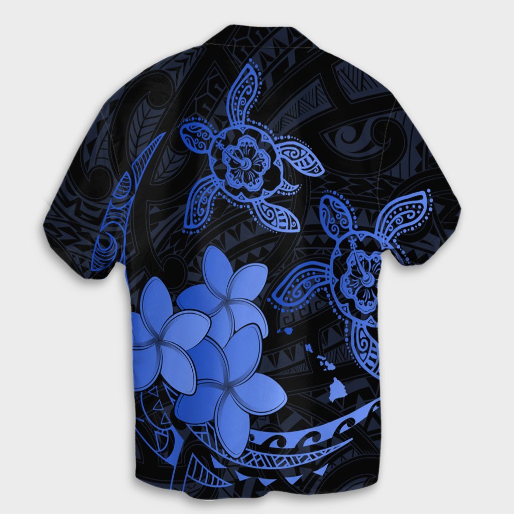 Hawaii Polynesian Turtle Plumeria Hawaiian Shirt - Pog Style Blue - AH - Polynesian Pride