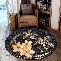 Hawaii Polynesian Turtle Plumeria Round Carpet - Pog Style Gold - AH - Polynesian Pride