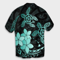 Hawaii Polynesian Turtle Plumeria Hawaiian Shirt - Pog Style Turquoise - AH - Polynesian Pride