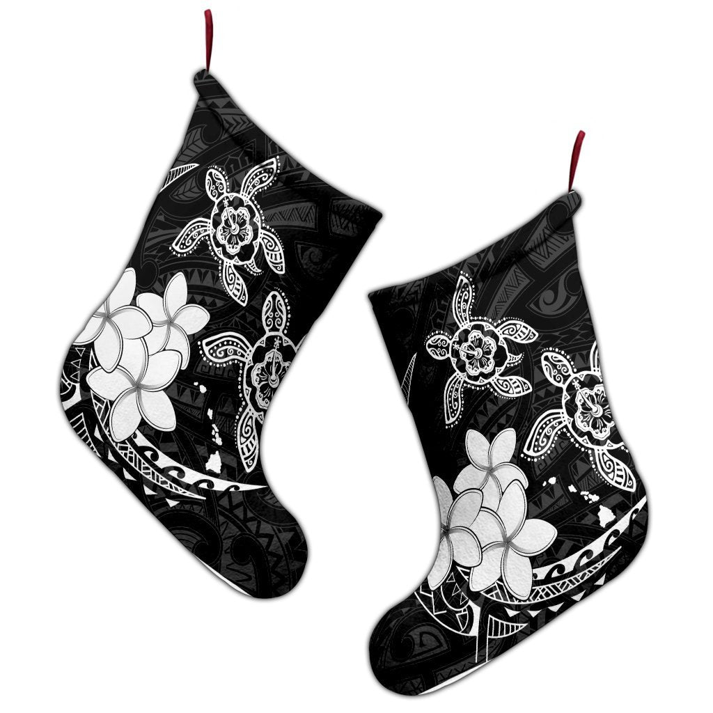 Hawaii Polynesian Turtle Plumeria Christmas Stocking - Pog Style White - AH - Polynesian Pride