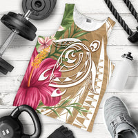 Hawaii Polynesian Turtle Tropical Hibiscus Plumeria Tank Top - Gold - AH - Polynesian Pride