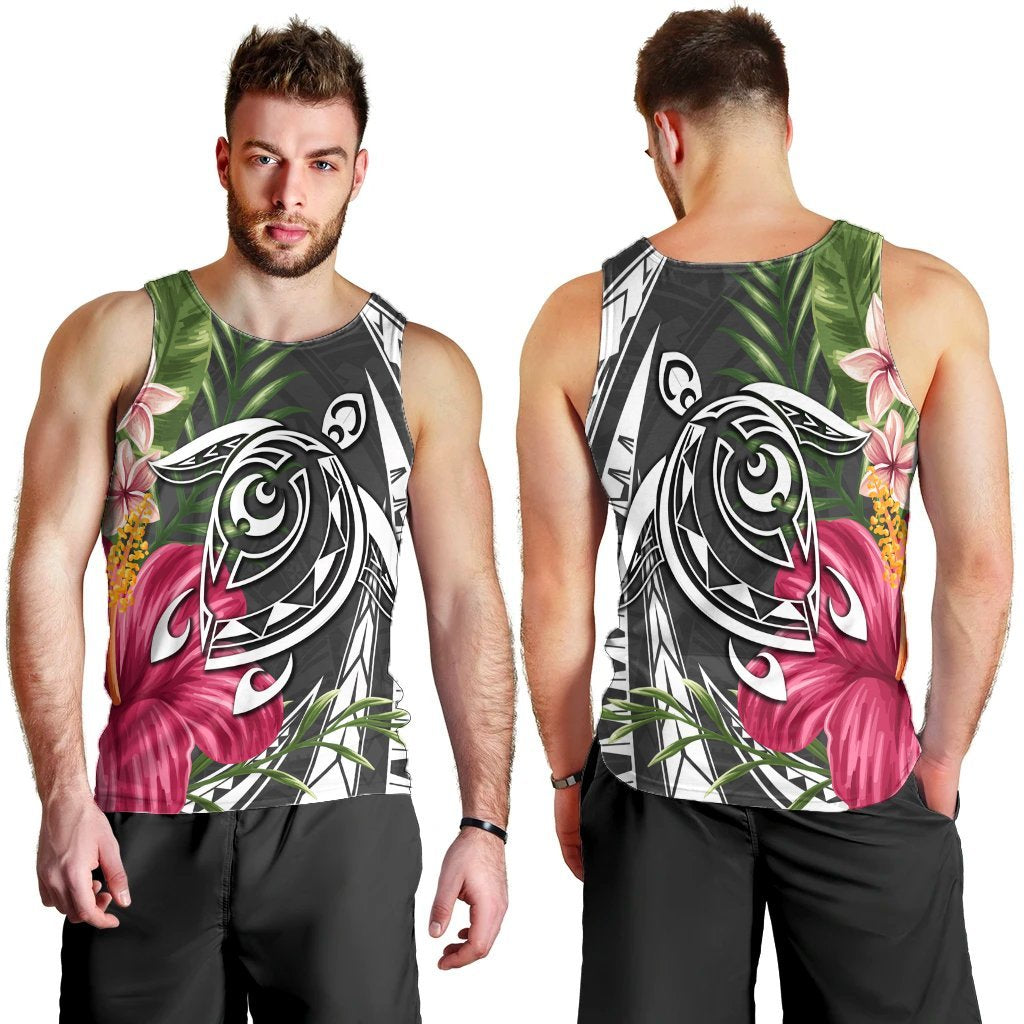 Hawaii Polynesian Turtle Tropical Hibiscus Plumeria Tank Top - Gray - AH - Polynesian Pride