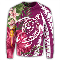 Hawaii Polynesian Turtle Tropical Hibiscus Plumeria Sweatshirt - Pink - AH - Polynesian Pride