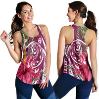 Hawaii Polynesian Turtle Tropical Hibiscus Plumeria Racerback Tank - Pink - AH Black - Polynesian Pride