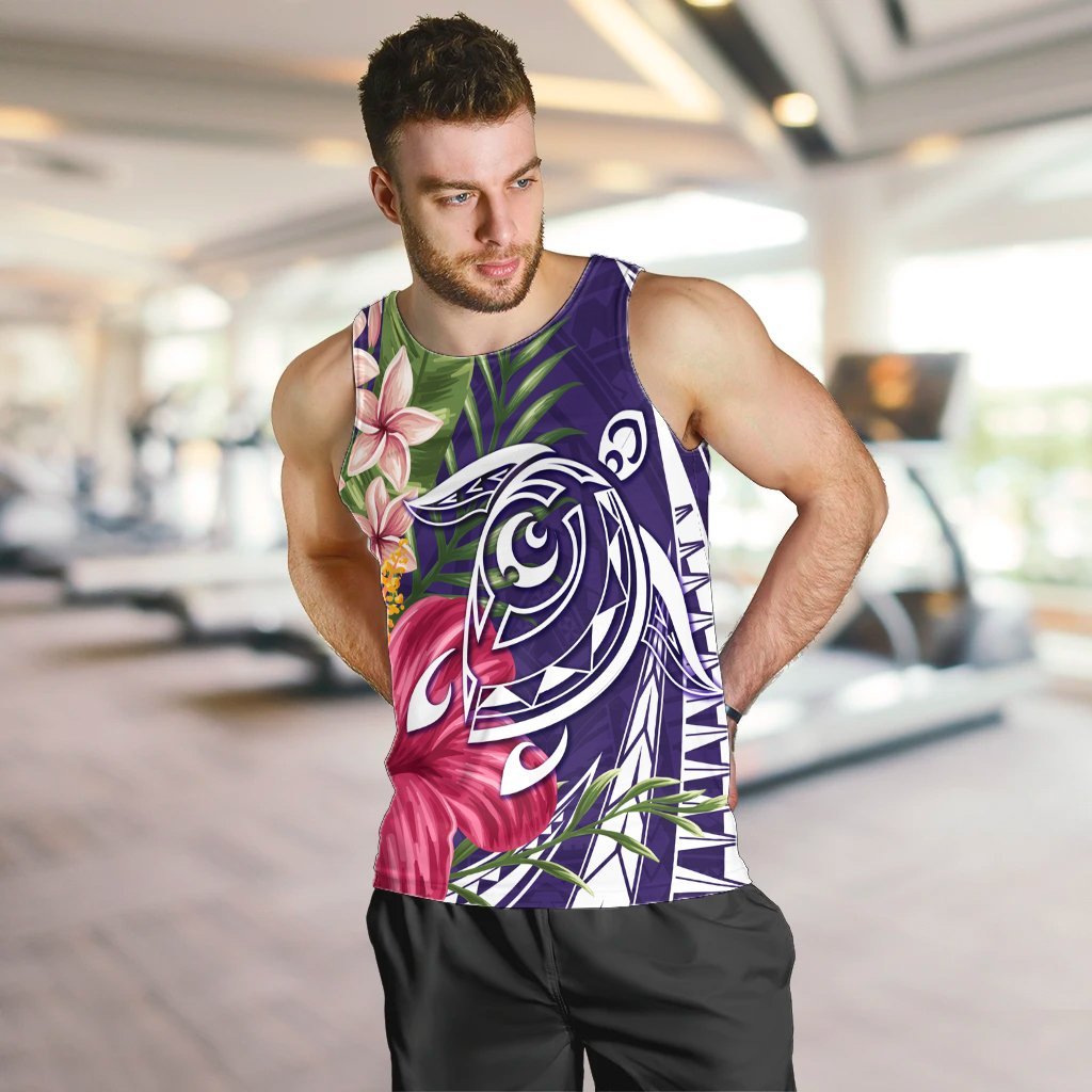 Hawaii Polynesian Turtle Tropical Hibiscus Plumeria Tank Top - Purple - AH - Polynesian Pride