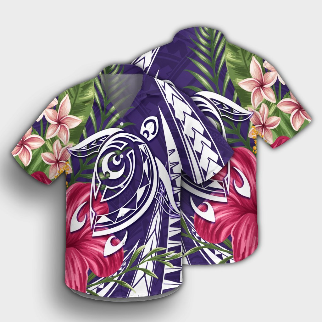 Hawaii Polynesian Turtle Tropical Hibiscus Plumeria Hawaiian Shirt - Purple - AH - Polynesian Pride