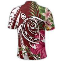 Hawaii Polynesian Turtle Tropical Hibiscus Plumeria Polo Shirt Red - Polynesian Pride