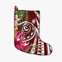 Hawaii Polynesian Turtle Tropical Hibiscus Plumeria Christmas Stocking - Red - AH Christmas Stocking 26 X 42 cm Black - Polynesian Pride