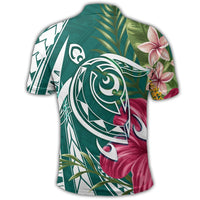 Hawaii Polynesian Turtle Tropical Hibiscus Plumeria Polo Shirt Turquoise - Polynesian Pride