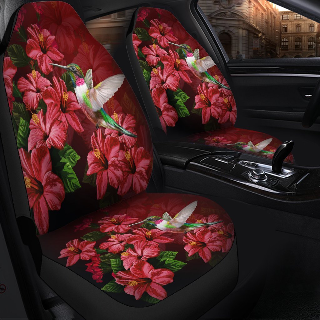 Hawaii Red Hibiscus Humming Bird Car Seat Covers - AH - Polynesian Pride