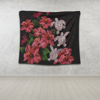 Hawaii Red Hibiscus Turtle Tapestry - AH - Ray Style - Polynesian Pride