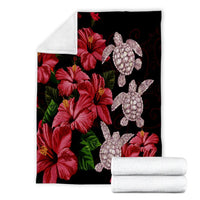 Hawaii Red Hibiscus Turtle Premium Blankets - AH - Ray Style - Polynesian Pride