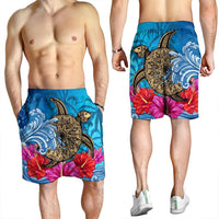 Hawaii Sea Turtle Hibiscus Coconut Tree Men's Shorts - AH - Polynesian Pride